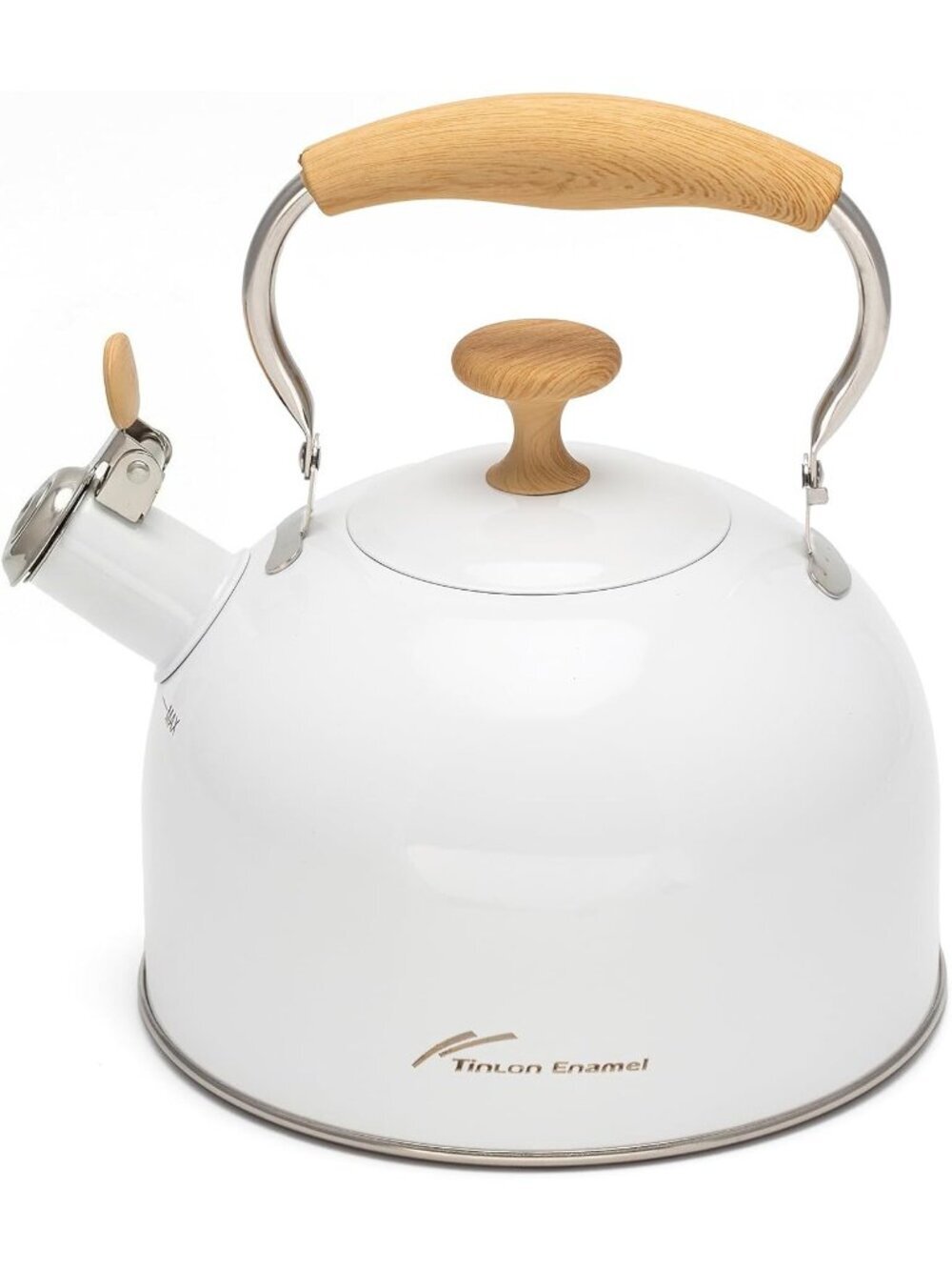White Stainless Steel Whistling Tea Kettle 2.4L Stovetop Induction Gas Handle